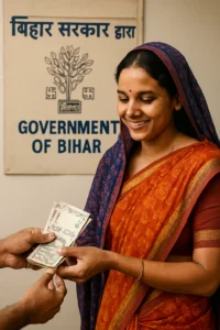 मुख्यमंत्री महिला रोजगार योजना 2025 के तहत बिहार की महिला को ₹10,000 की सहायता प्राप्त करते हु