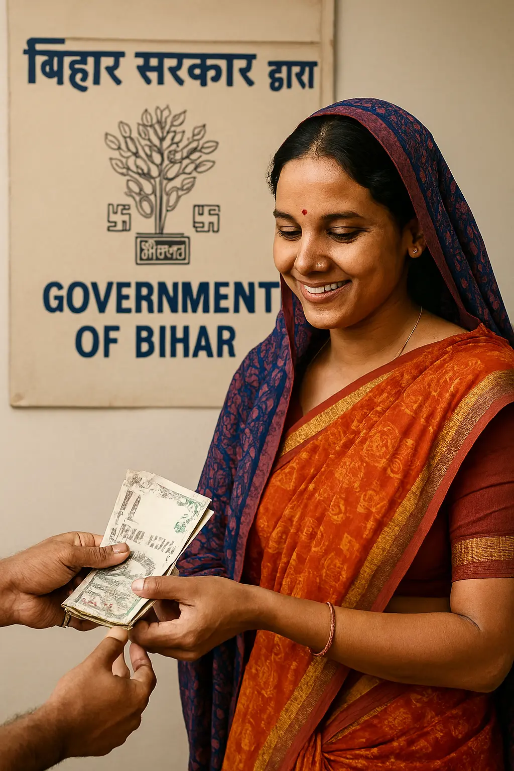 मुख्यमंत्री महिला रोजगार योजना 2025 के तहत बिहार की महिला को ₹10,000 की सहायता प्राप्त करते हु